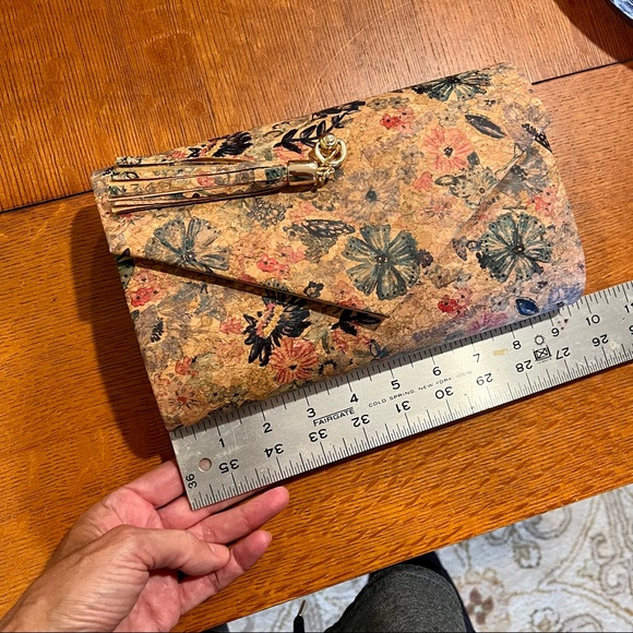 Cork Floral Blue Print  Clutch or Convertible Crossbody by Alesia - Picture 4 of 8